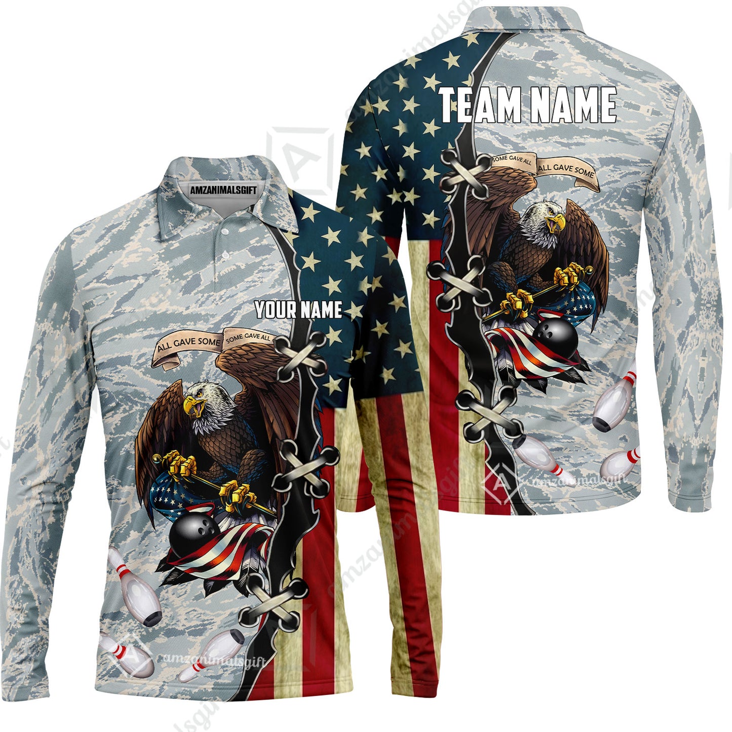 Custom Bowling Jersey Polo Shirt, All Gave Some Bowling, Personalized Name & Team Name