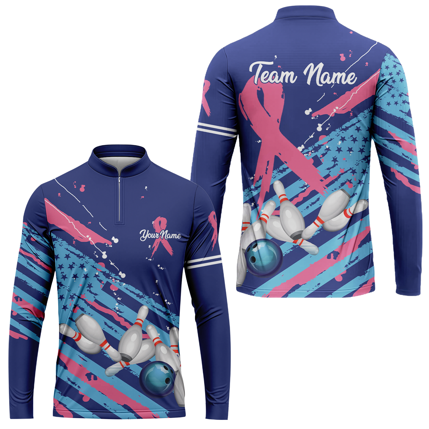 Custom Breast cancer awareness Bowling Team Jerseys Polo Shirts, Bowling uniforms, Breast cancer Bowling Personalized Name And Team Name