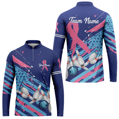 Custom Breast cancer awareness Bowling Team Jerseys Polo Shirts, Bowling uniforms, Breast cancer Bowling Personalized Name And Team Name