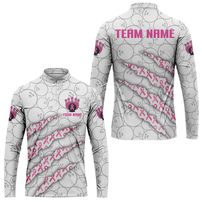 Customized Bowling Jersey, Pink Ribbon and Bowling , Uniform Bowling - Personalized Name And Team Name