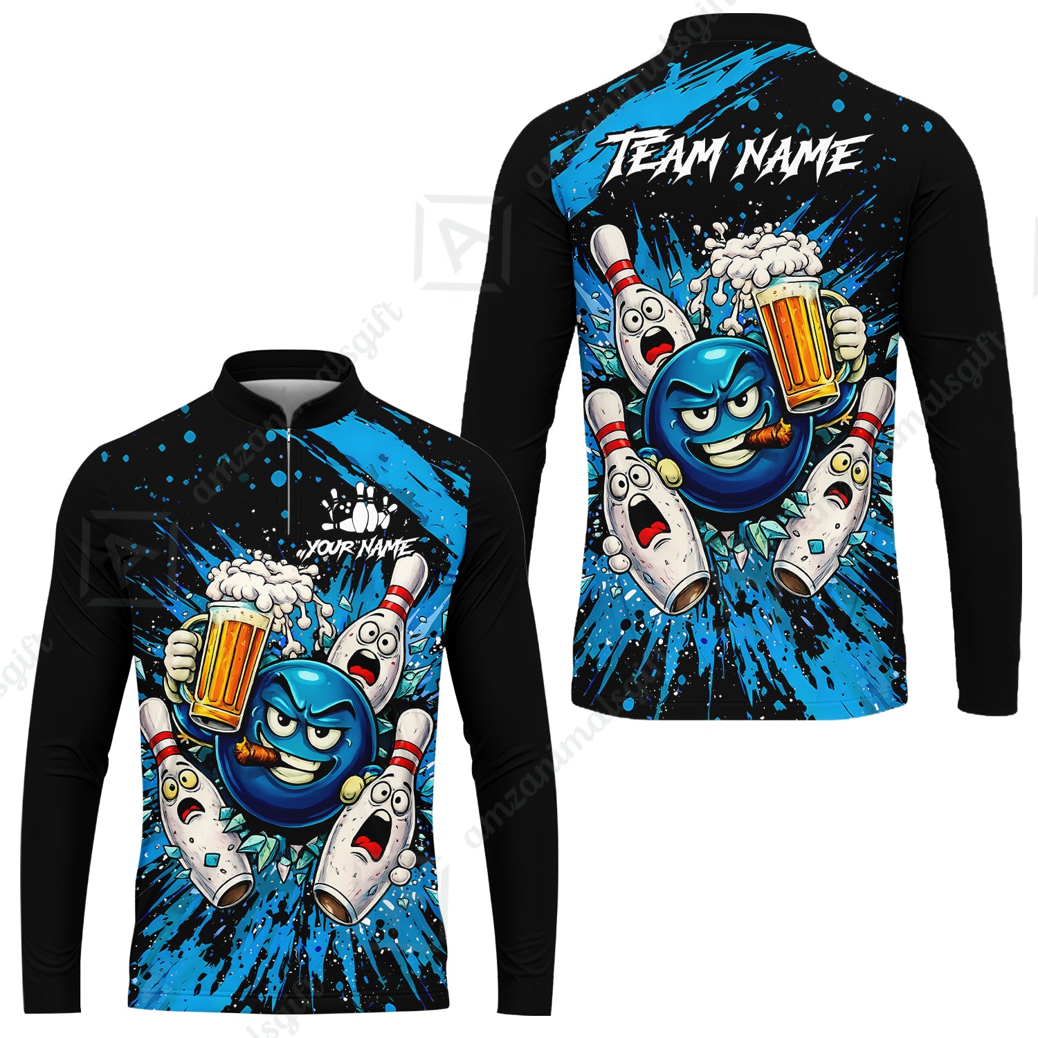Long Sleeve Jersey Shirt||Blue
