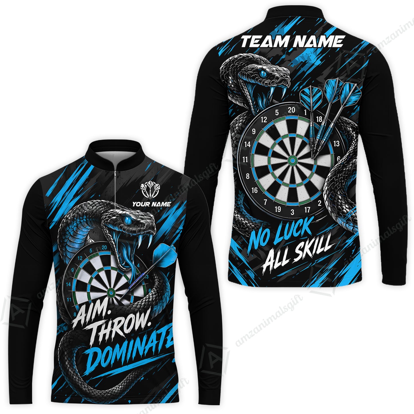 Customized Darts Team Jersey, Personalized Snake Darts Abstract Background Polo Shirt For Players With Name & Team Name