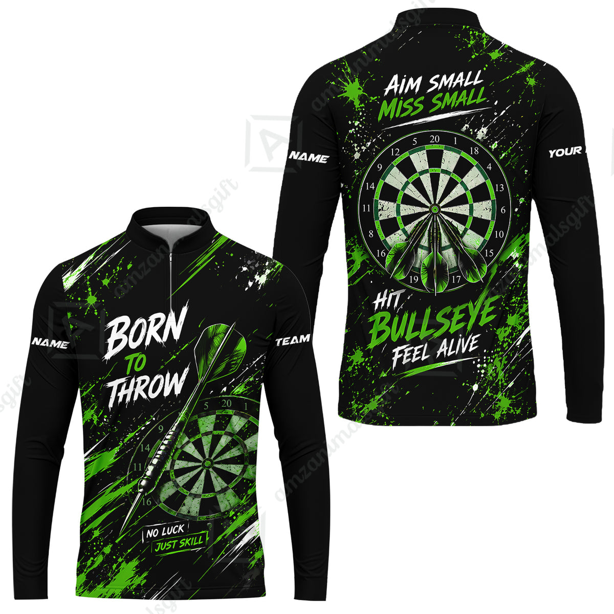Customized Born To Throw No Luck Just Skill, Hit Bullseye Feel Alive Darts Jersey, Personalized Name And Team Name For Players