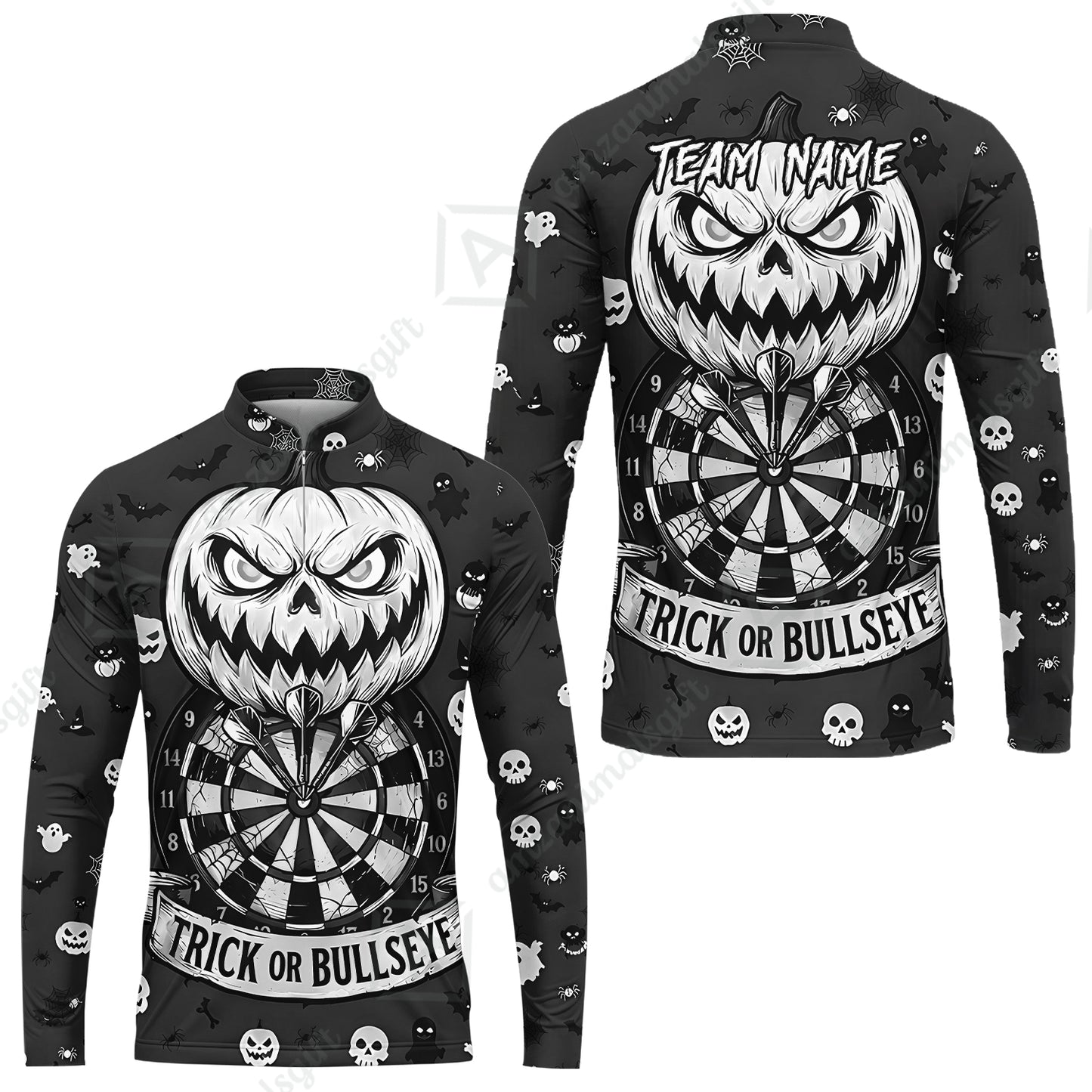 Long Sleeve Jersey Shirt||Black White