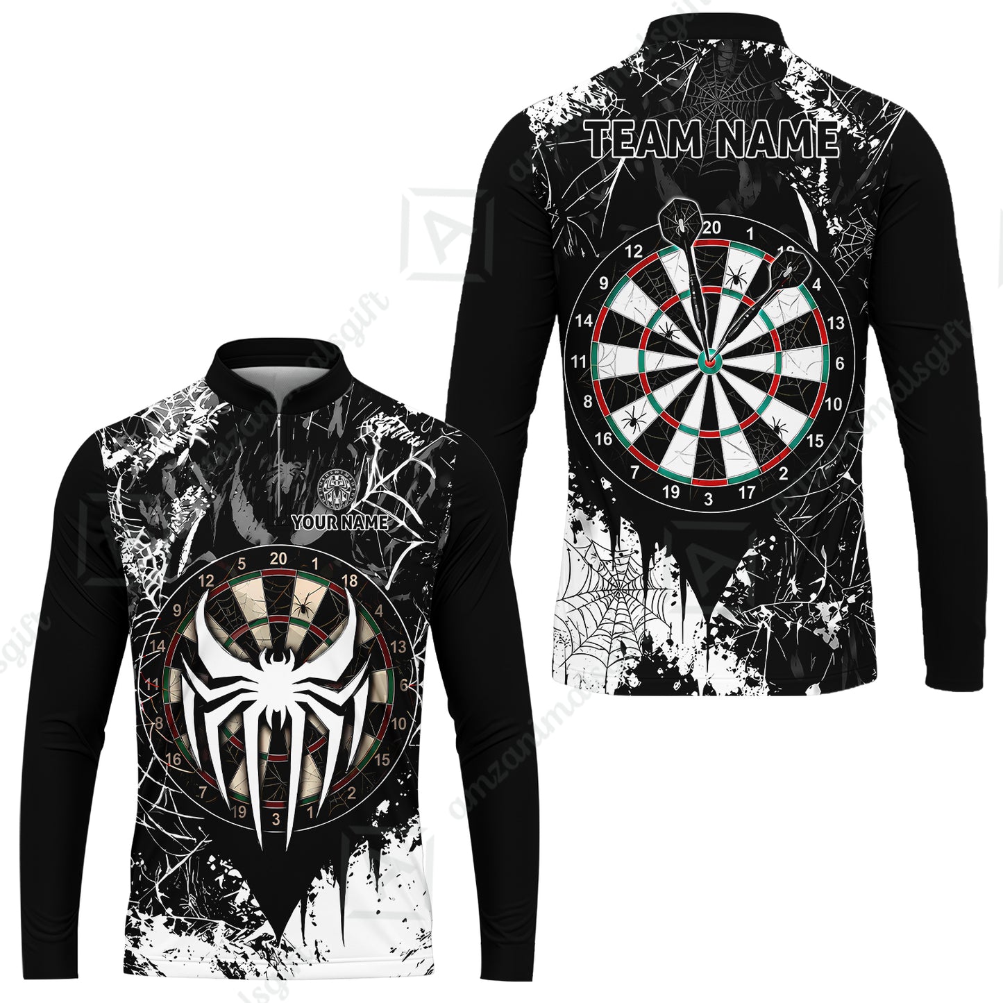 Long Sleeve Jersey Shirt||Black White