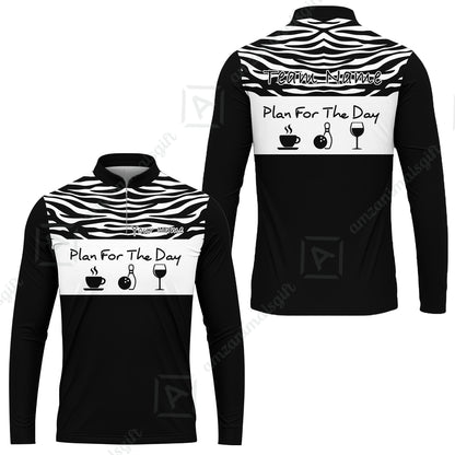 Custom Bowling Jersey Polo Shirt, Plan For The Day Zebra Pattern, Custom Bowling Jersey Team Shirt For Players With Name & Team Name