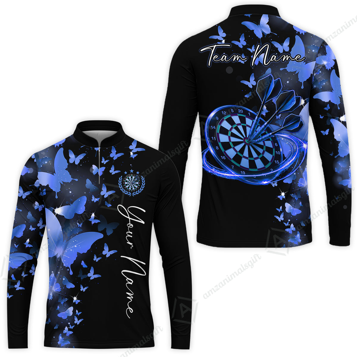 Customized Butterfly Elegant Sparkling Multicolor Darts Jersey, Personalized Name And Team Name For Players