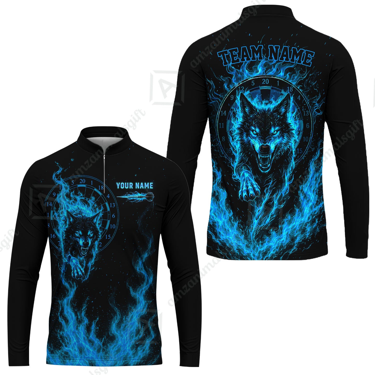 Customized Fire Wolf Dartboard Multicolor Darts Jersey, Personalized Name And Team Name For Players