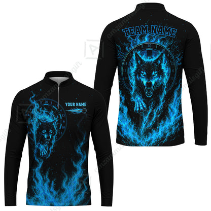 Customized Fire Wolf Dartboard Multicolor Darts Jersey, Personalized Name And Team Name For Players