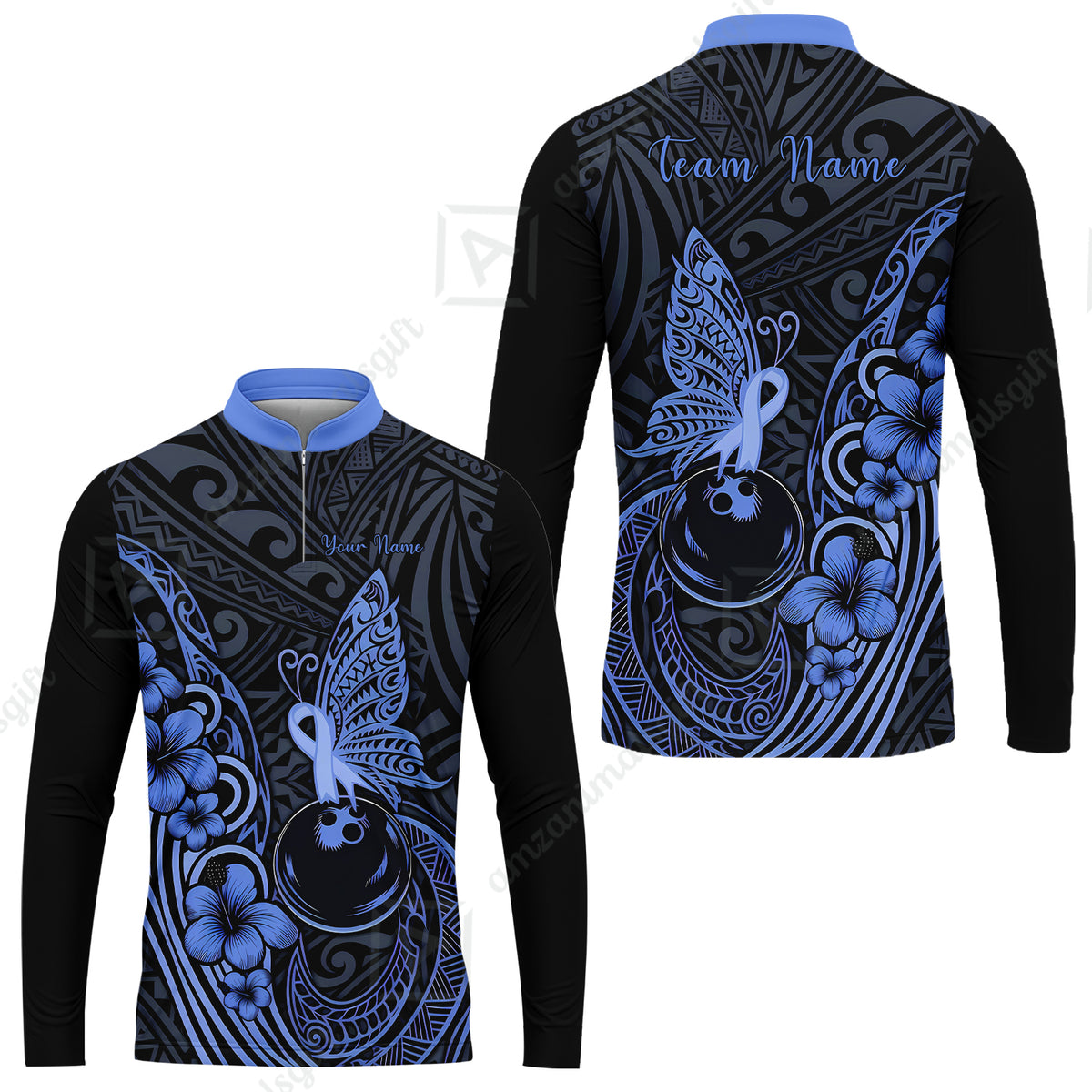 Long Sleeve Jersey Shirt||Blue