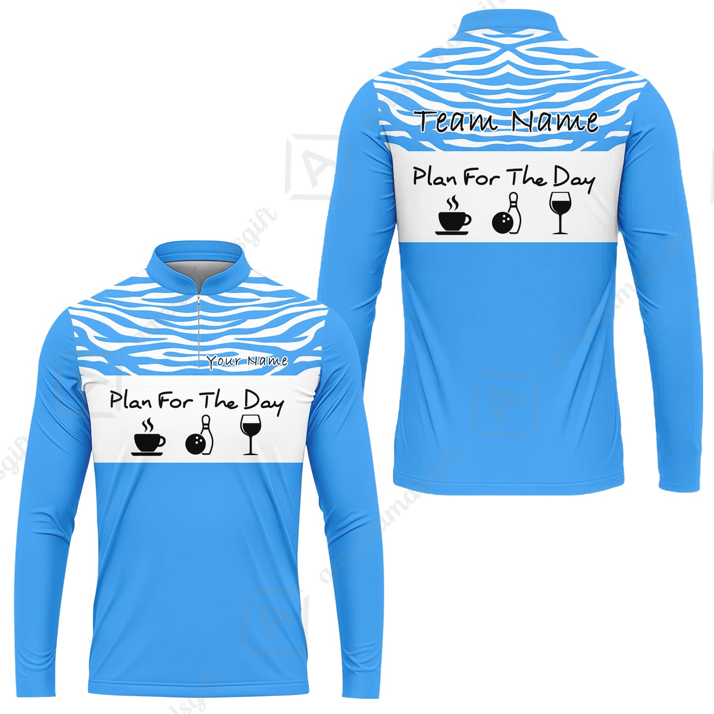Custom Bowling Jersey Polo Shirt, Plan For The Day Zebra Pattern, Custom Bowling Jersey Team Shirt For Players With Name & Team Name