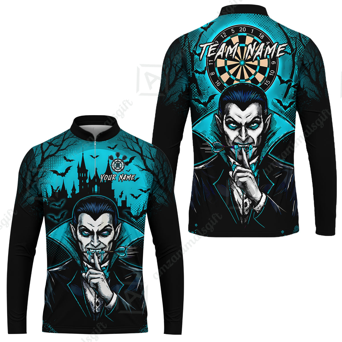 Long Sleeve Jersey Shirt||Cyan