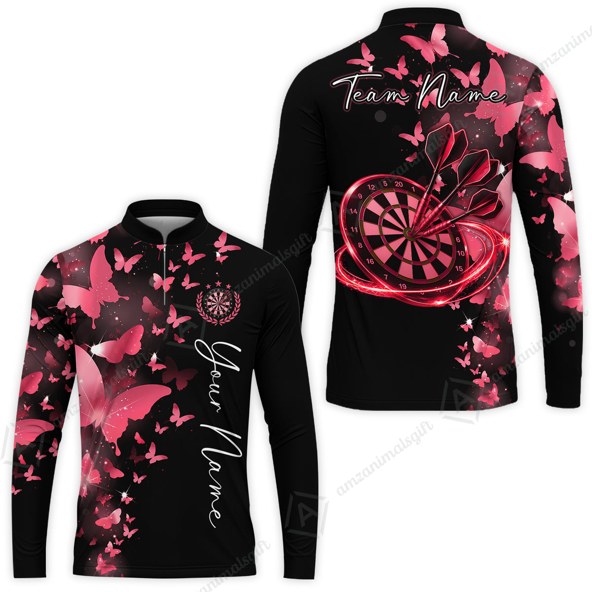 Customized Butterfly Elegant Sparkling Multicolor Darts Jersey, Personalized Name And Team Name For Players