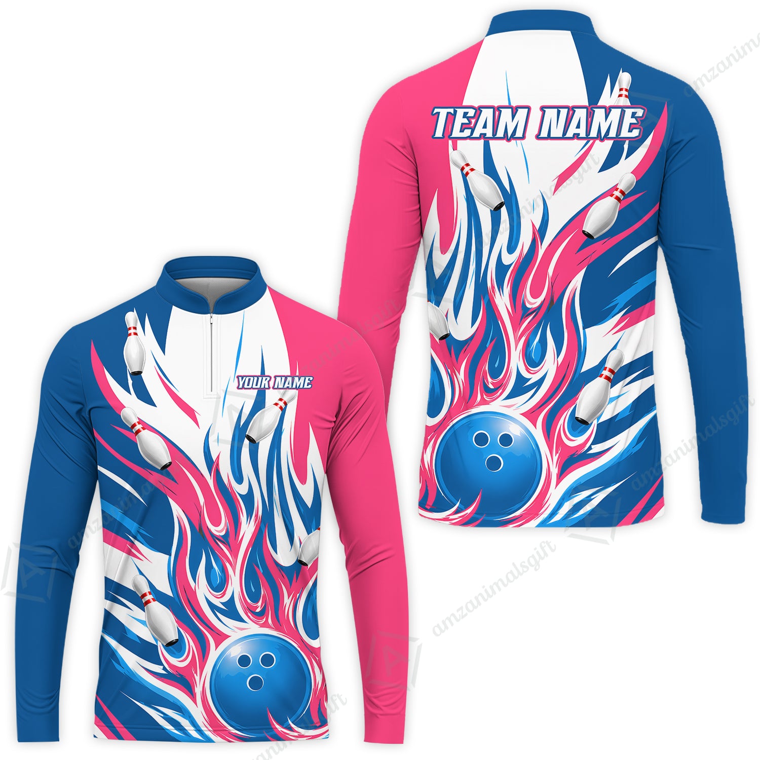 Long Sleeve Jersey Shirt||Pink Cyan