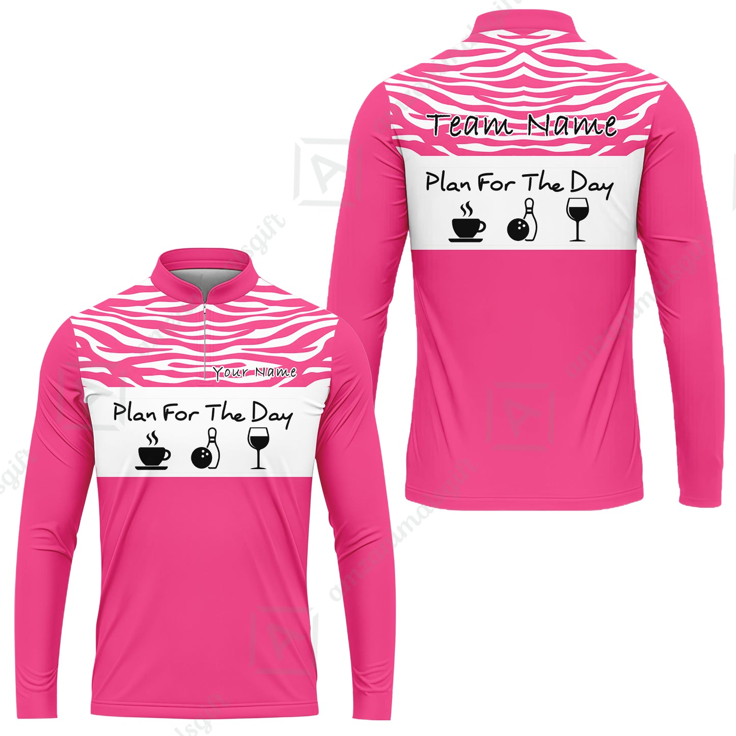 Custom Bowling Jersey Polo Shirt, Plan For The Day Zebra Pattern, Custom Bowling Jersey Team Shirt For Players With Name & Team Name