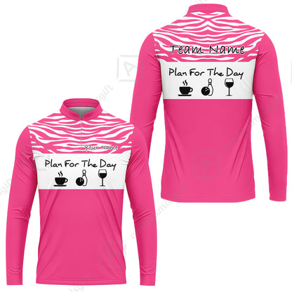 Custom Bowling Jersey Polo Shirt, Plan For The Day Zebra Pattern, Custom Bowling Jersey Team Shirt For Players With Name & Team Name