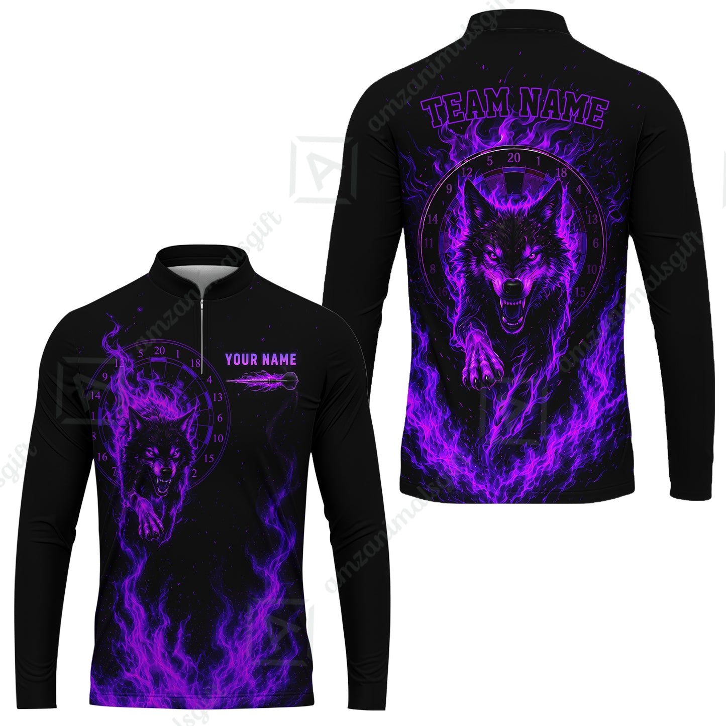 Customized Fire Wolf Dartboard Multicolor Darts Jersey, Personalized Name And Team Name For Players