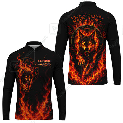 Customized Fire Wolf Dartboard Multicolor Darts Jersey, Personalized Name And Team Name For Players