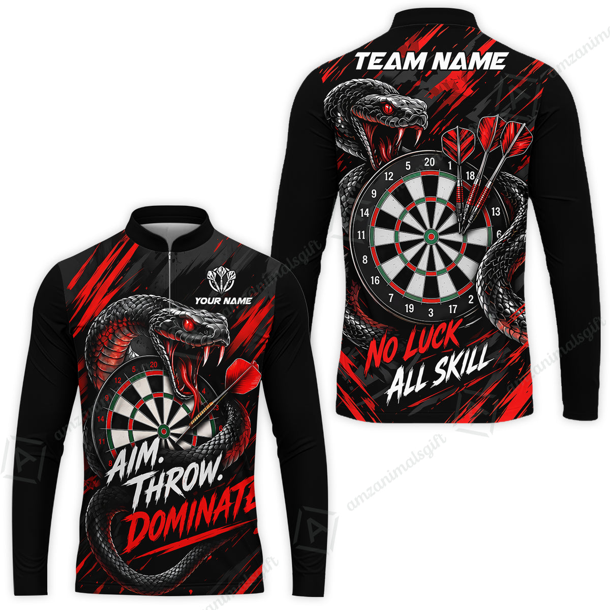 Customized Darts Team Jersey, Personalized Snake Darts Abstract Background Polo Shirt For Players With Name & Team Name
