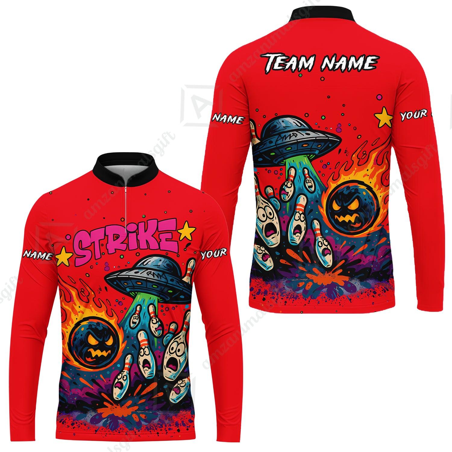 Long Sleeve Jersey Shirt||Red