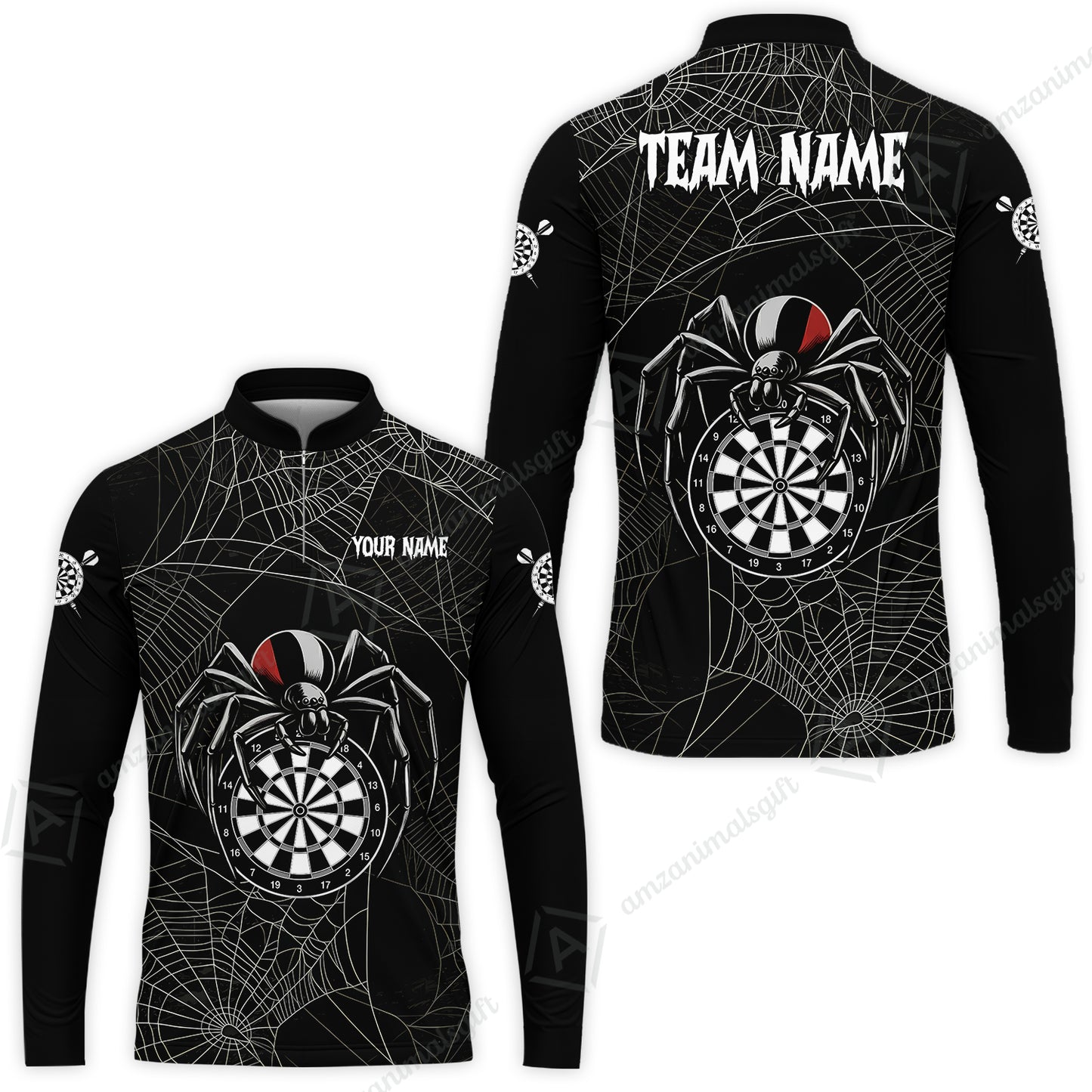 Customized Spider Web Black Widow Spooky Halloween Darts Jersey, Personalized Name And Team Name For Players