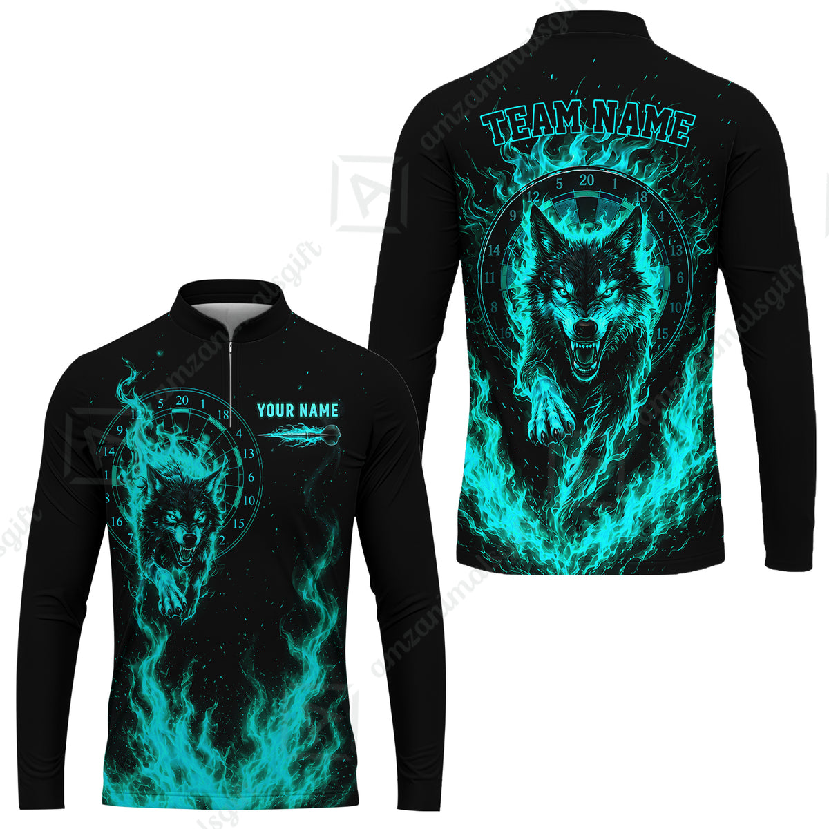 Customized Fire Wolf Dartboard Multicolor Darts Jersey, Personalized Name And Team Name For Players