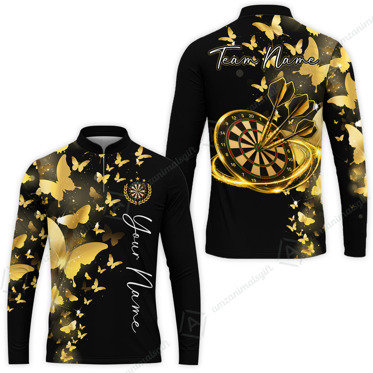 Customized Butterfly Elegant Sparkling Multicolor Darts Jersey, Personalized Name And Team Name For Players