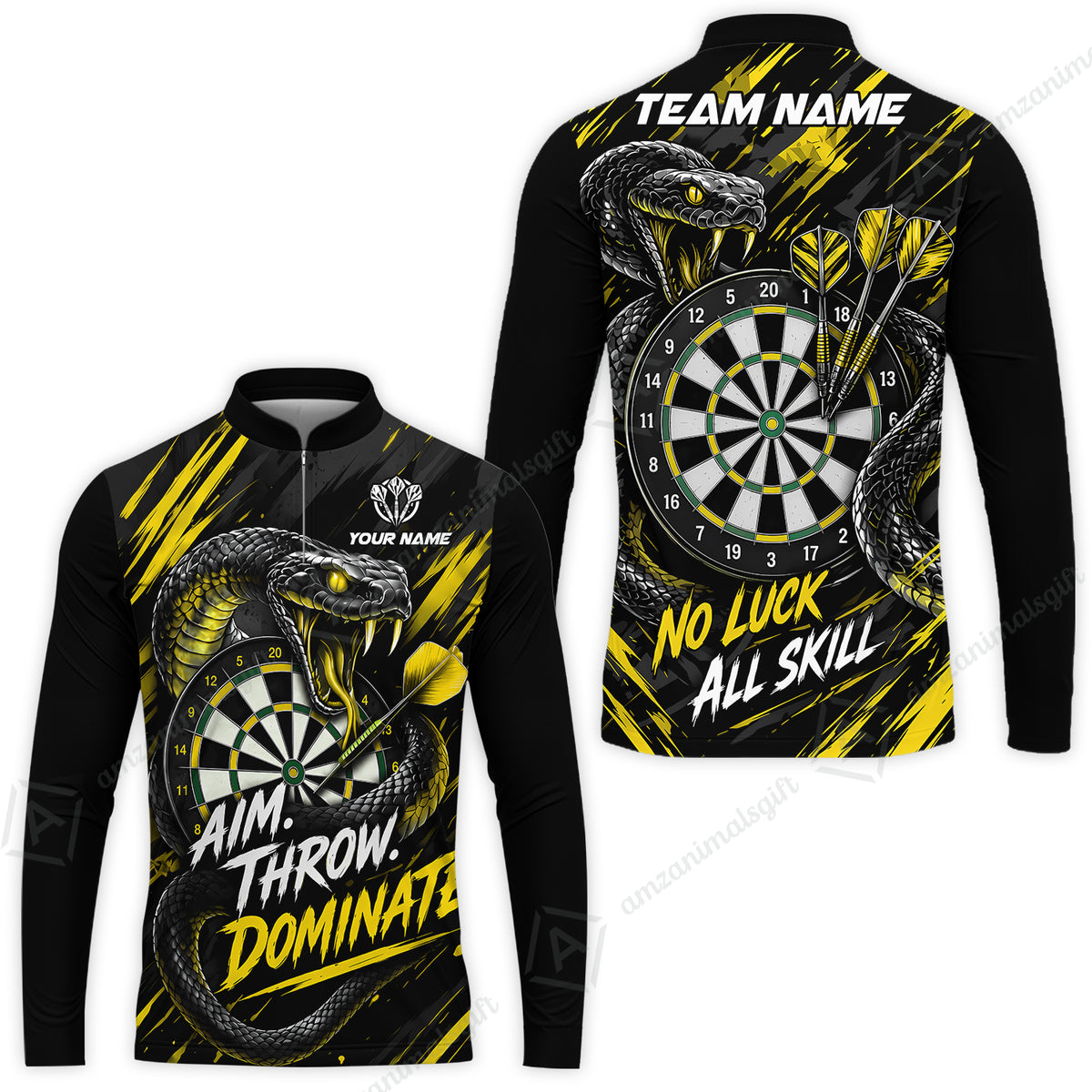 Customized Darts Team Jersey, Personalized Snake Darts Abstract Background Polo Shirt For Players With Name & Team Name