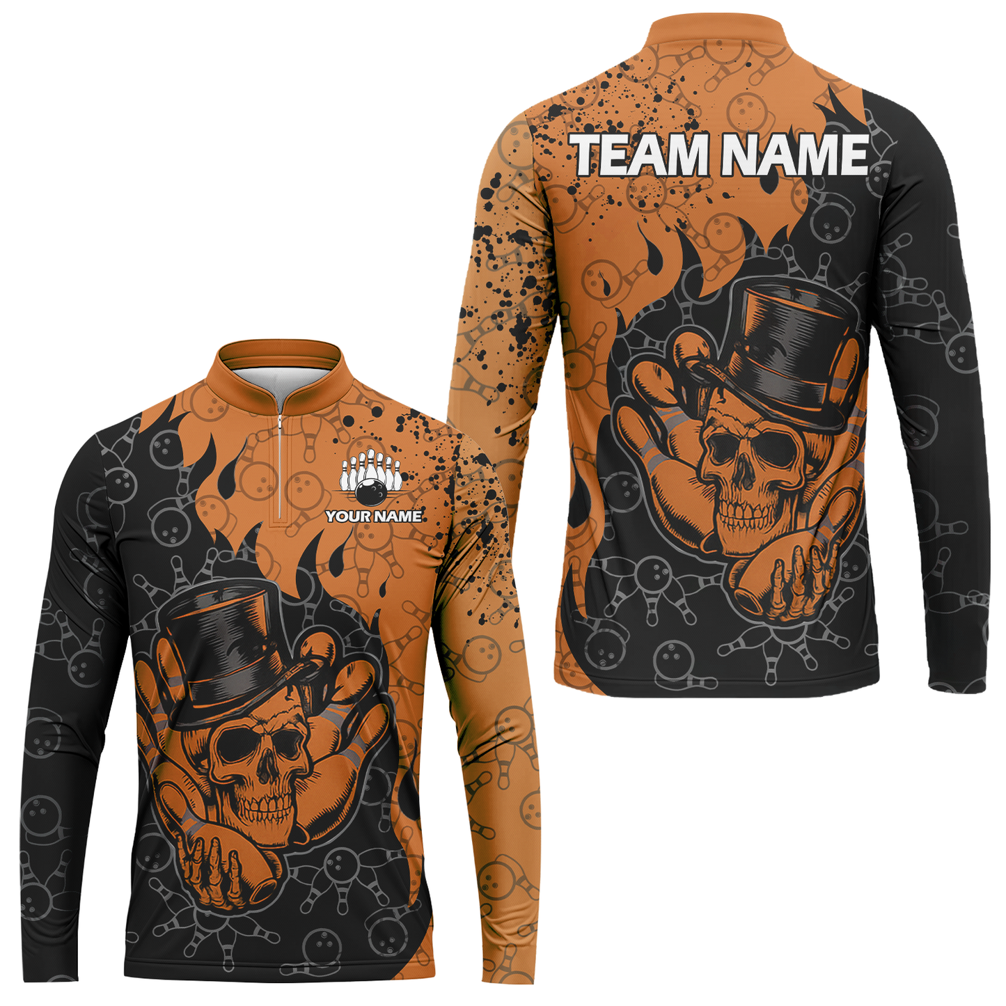 Custom Bowling Team Shirt – Skull Bowling Pattern Multicolor Personalized Jersey Bowling Uniform For League Players