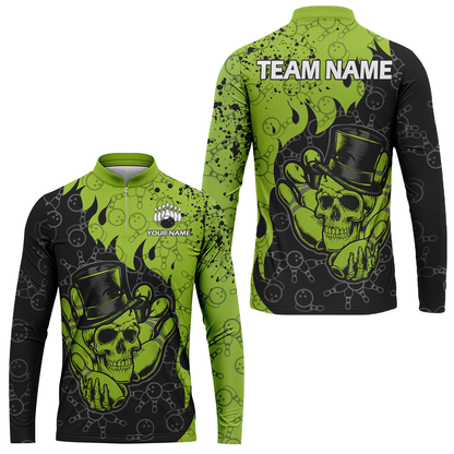 Custom Bowling Team Shirt – Skull Bowling Pattern Multicolor Personalized Jersey Bowling Uniform For League Players
