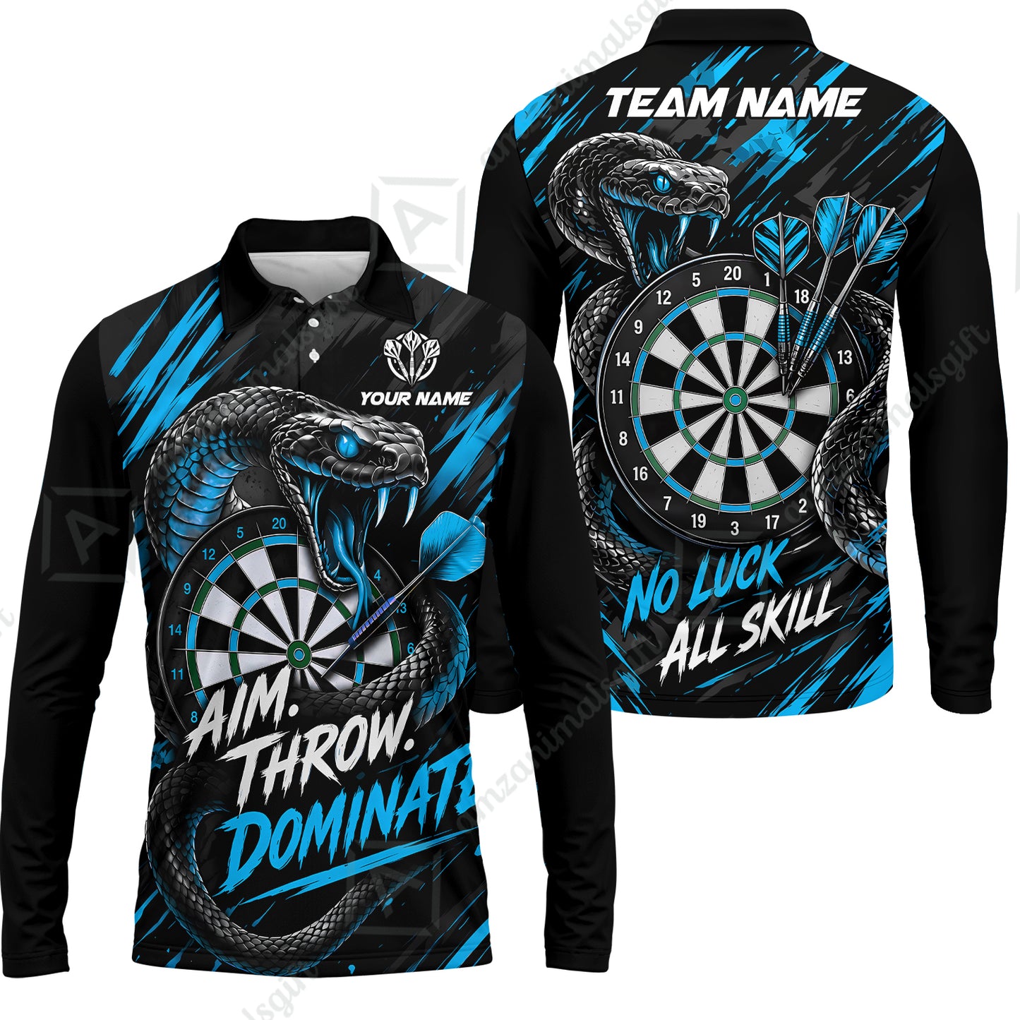 Customized Darts Team Jersey, Personalized Snake Darts Abstract Background Polo Shirt For Players With Name & Team Name