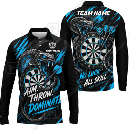 Customized Darts Team Jersey, Personalized Snake Darts Abstract Background Polo Shirt For Players With Name & Team Name