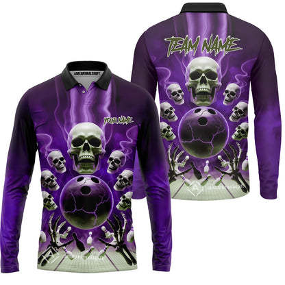 Custom Dark Fantasy Skeleton Bowling Team Jersey, Bowling Uniforms, Personalize Name And Team Name