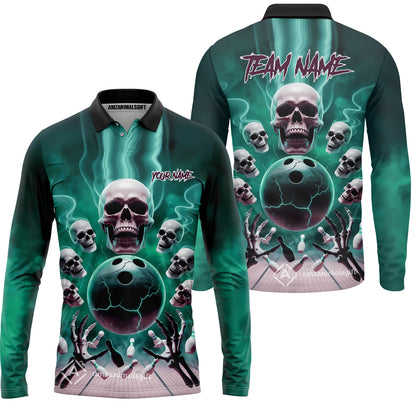 Custom Dark Fantasy Skeleton Bowling Team Jersey, Bowling Uniforms, Personalize Name And Team Name