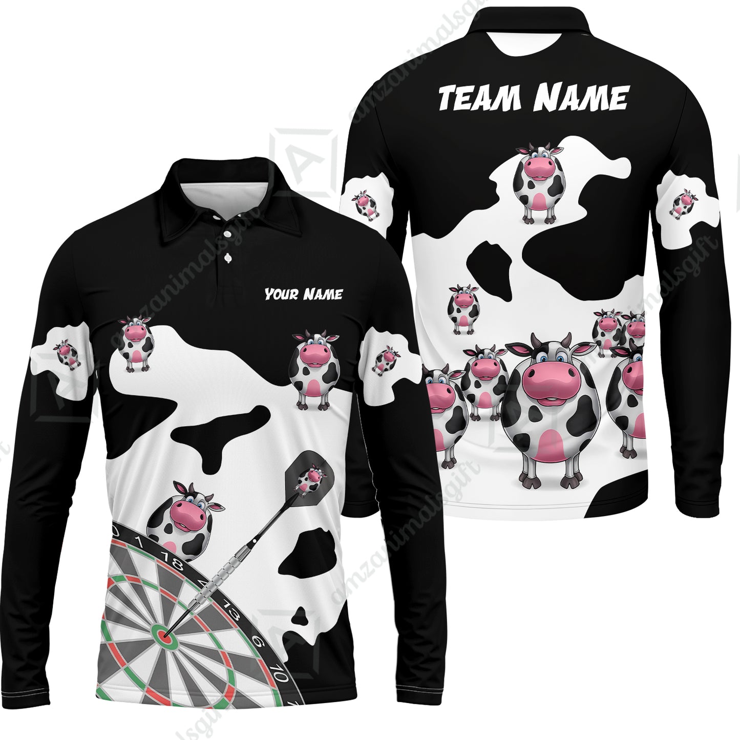 Long Sleeve Polo Shirt||Black