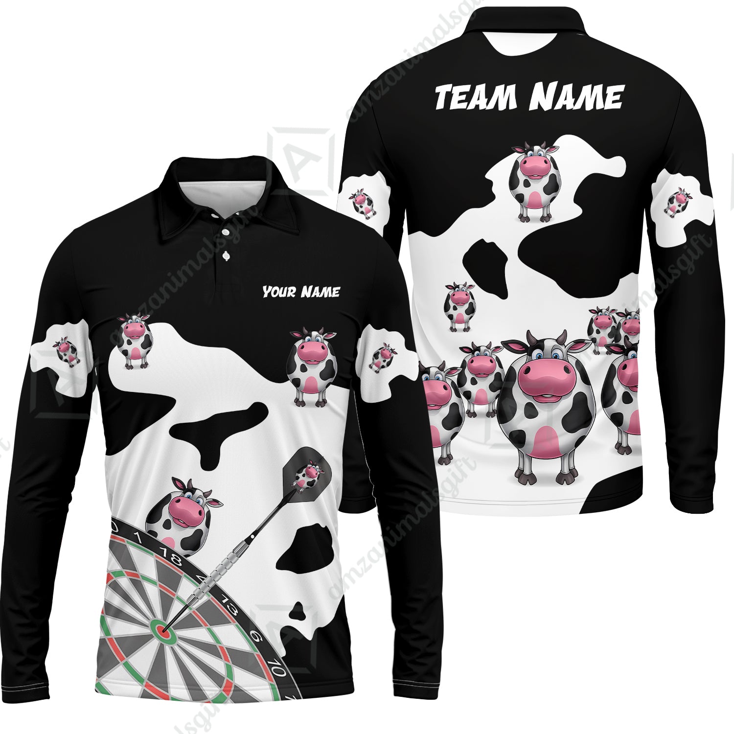 Long Sleeve Polo Shirt||Black