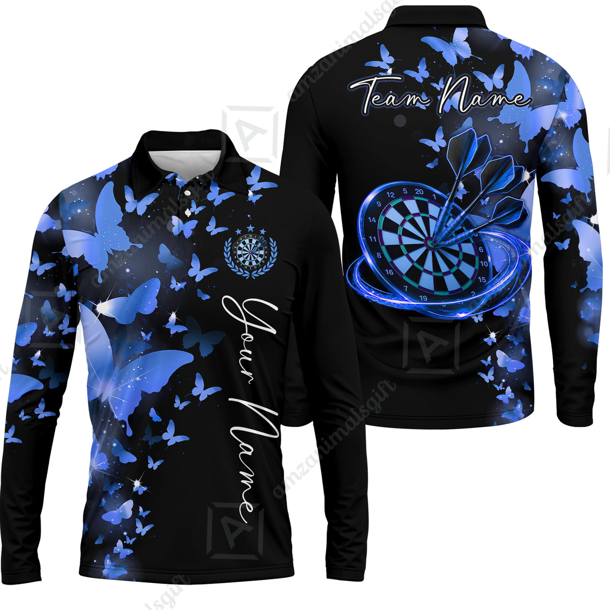 Customized Butterfly Elegant Sparkling Multicolor Darts Jersey, Personalized Name And Team Name For Players