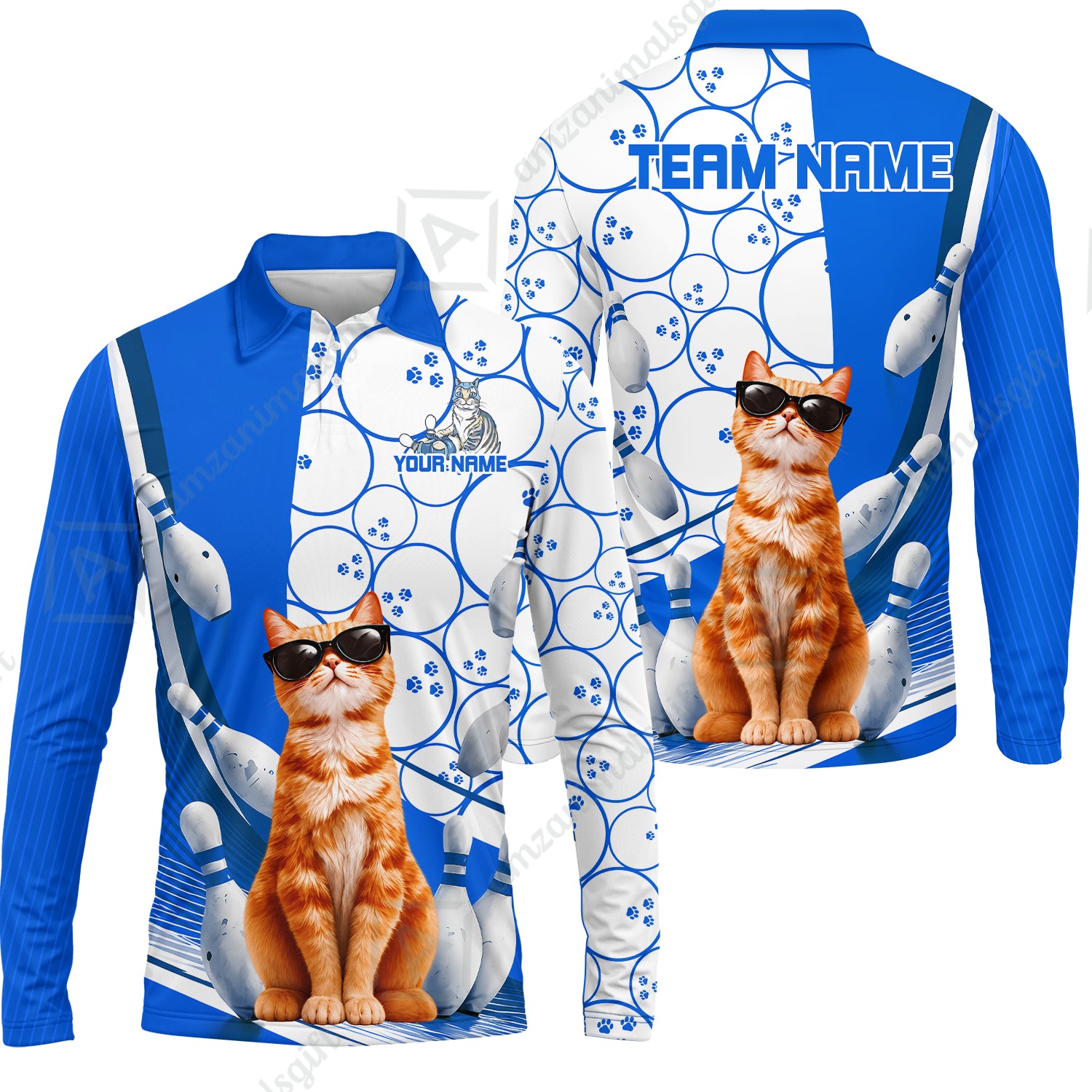 Long Sleeve Polo Shirt||Blue