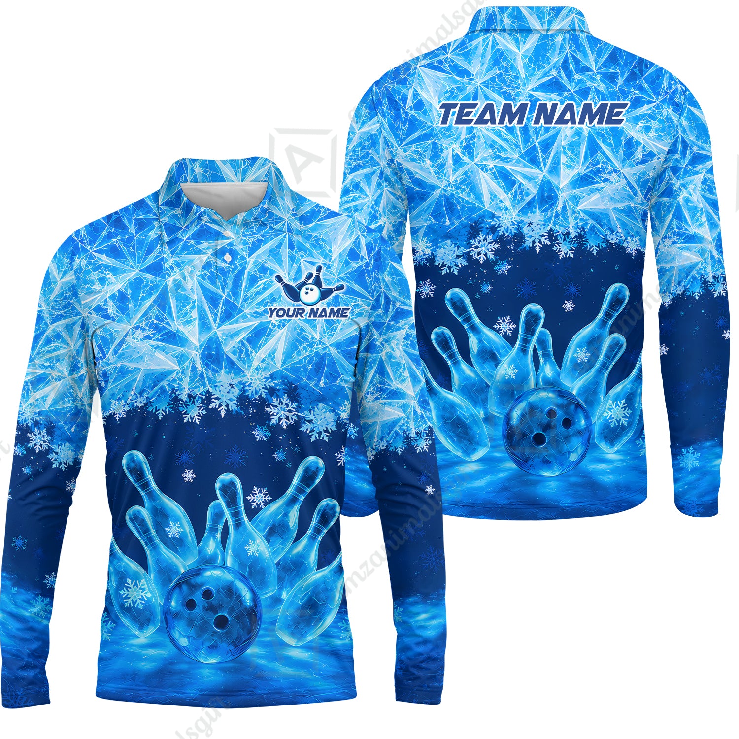 Long Sleeve Polo Shirt||Blue