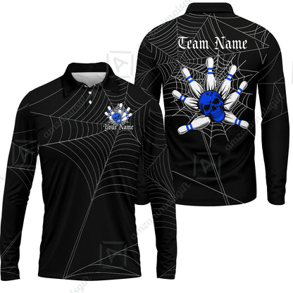 Long Sleeve Polo Shirt||Blue