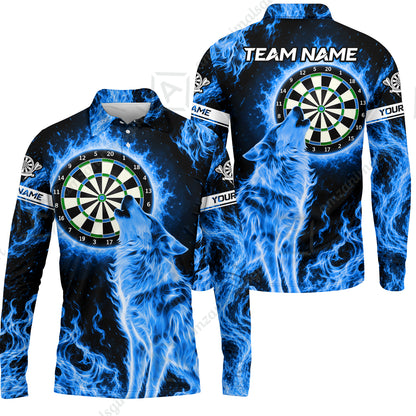 Long Sleeve Polo Shirt||Blue