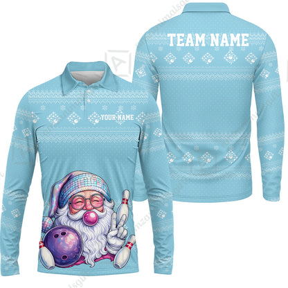 Long Sleeve Polo Shirt||Cyan