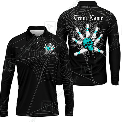 Long Sleeve Polo Shirt||Cyan