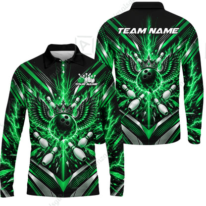 Long Sleeve Polo Shirt||Green