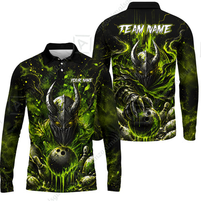 Long Sleeve Polo Shirt||Green