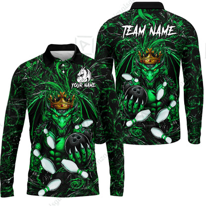Long Sleeve Polo Shirt||Green