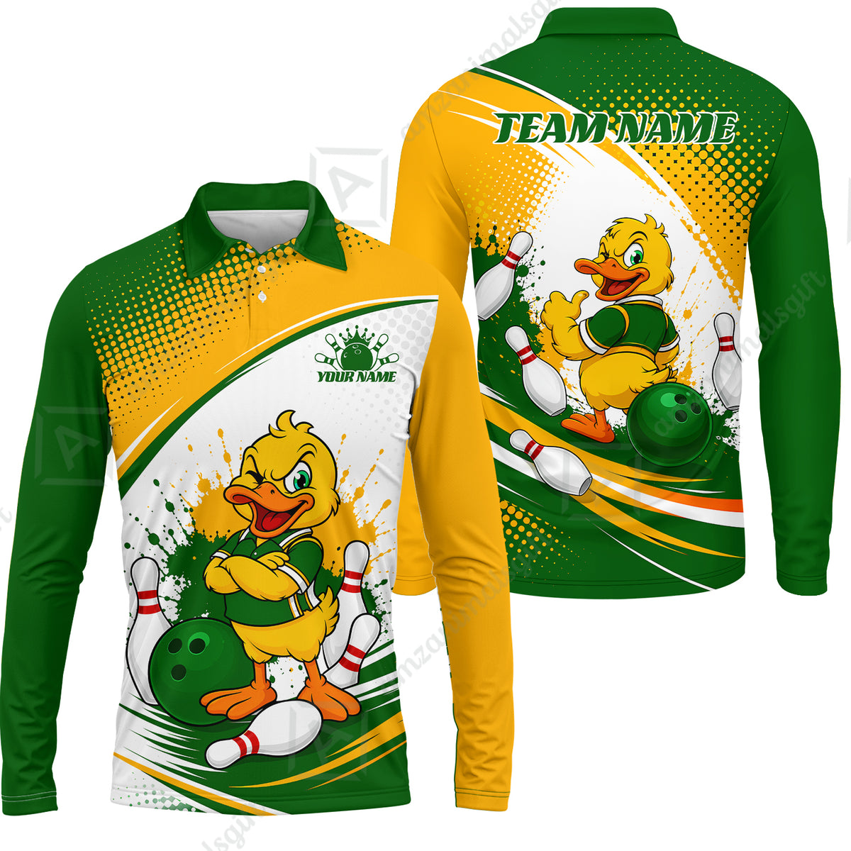 Long Sleeve Polo Shirt||Green