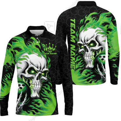 Long Sleeve Polo Shirt||Green