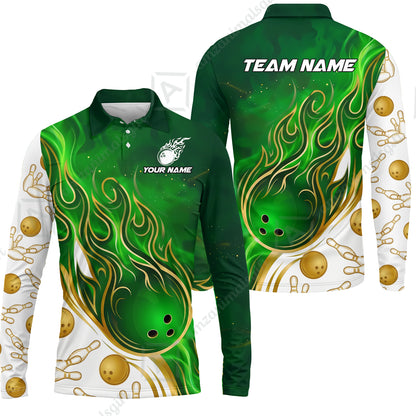 Long Sleeve Polo Shirt||Green