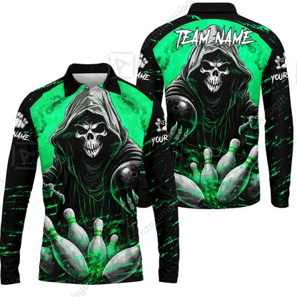 Long Sleeve Polo Shirt||Green